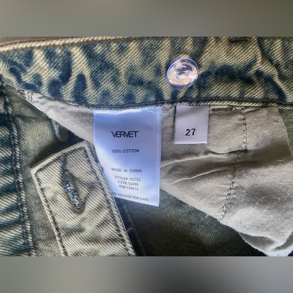 Vervet Beverly Super High Rise Straight Distressed 100%‎ Cotton Jeans Size 27 - Picture 12 of 12